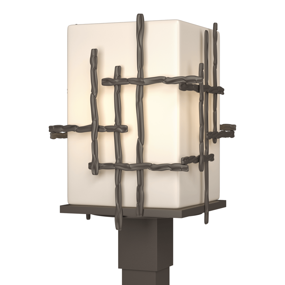 Tura Outdoor Post Light 17.4" Tall by Hubbardton Forge - Hand-Hammered Aluminum, Dimmable, UL Wet Rated