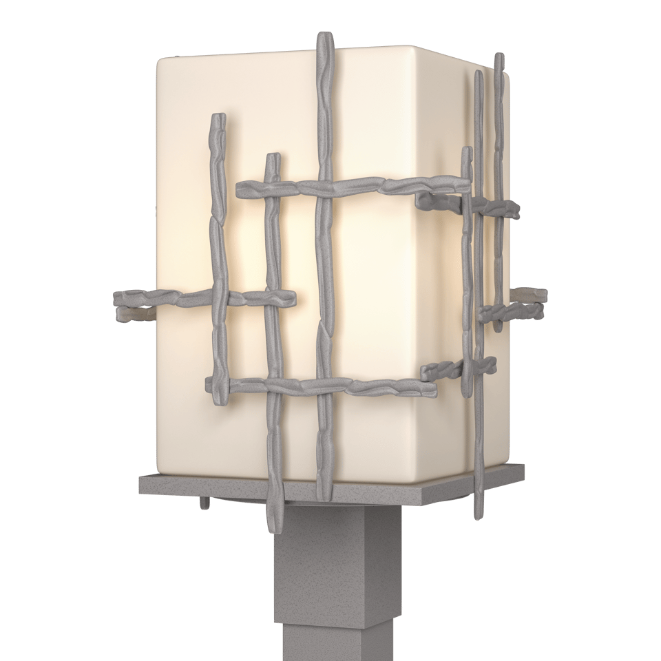 Tura Outdoor Post Light 17.4" Tall by Hubbardton Forge - Hand-Hammered Aluminum, Dimmable, UL Wet Rated