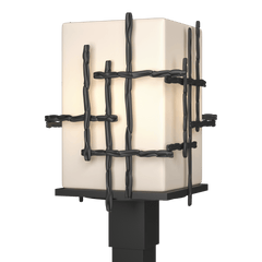 Tura Outdoor Post Light 17.4" Tall by Hubbardton Forge - Hand-Hammered Aluminum, Dimmable, UL Wet Rated