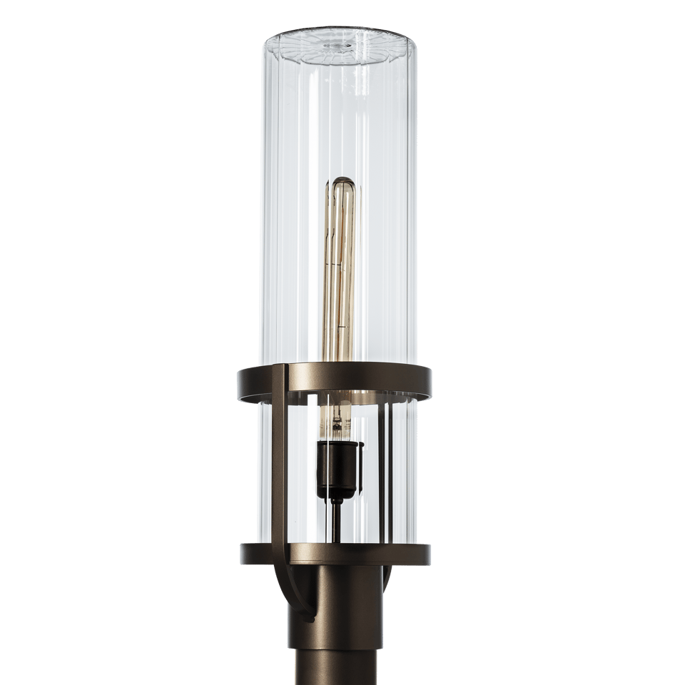 Alcove Outdoor Post Light 22.4" Tall by Hubbardton Forge - Dimmable, Frosted/Fluted Glass, Various Finishes