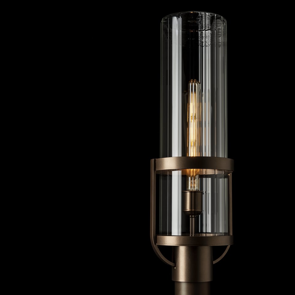 Alcove Outdoor Post Light 22.4" Tall by Hubbardton Forge - Dimmable, Frosted/Fluted Glass, Various Finishes