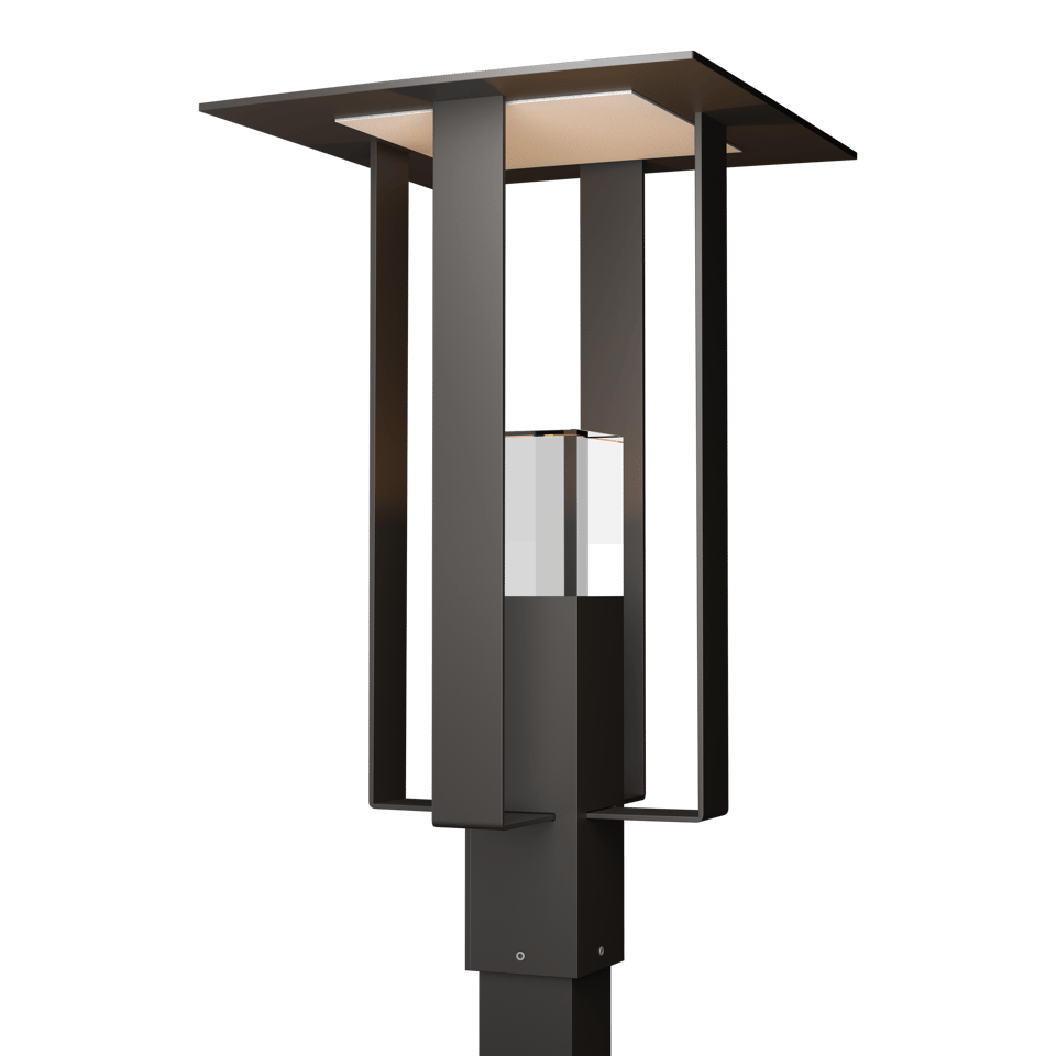 Hubbardton Forge Shadow Box Outdoor Post Light - Modern Design, Dimmable, Weather-Resistant 24.1" Tall