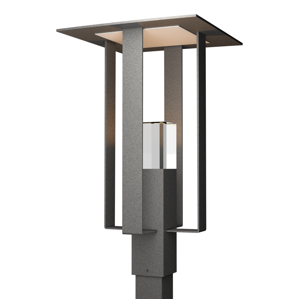 Hubbardton Forge Shadow Box Outdoor Post Light - Modern Design, Dimmable, Weather-Resistant 24.1" Tall