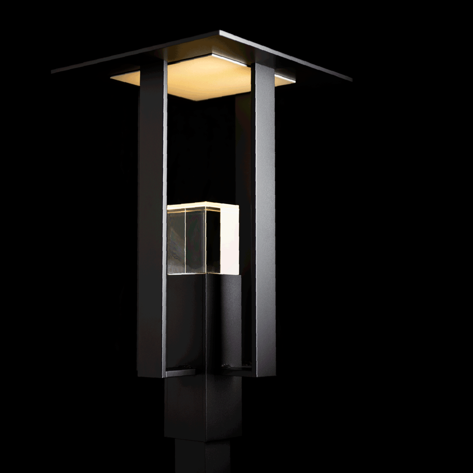 Hubbardton Forge Shadow Box Outdoor Post Light - Modern Design, Dimmable, Weather-Resistant 24.1" Tall