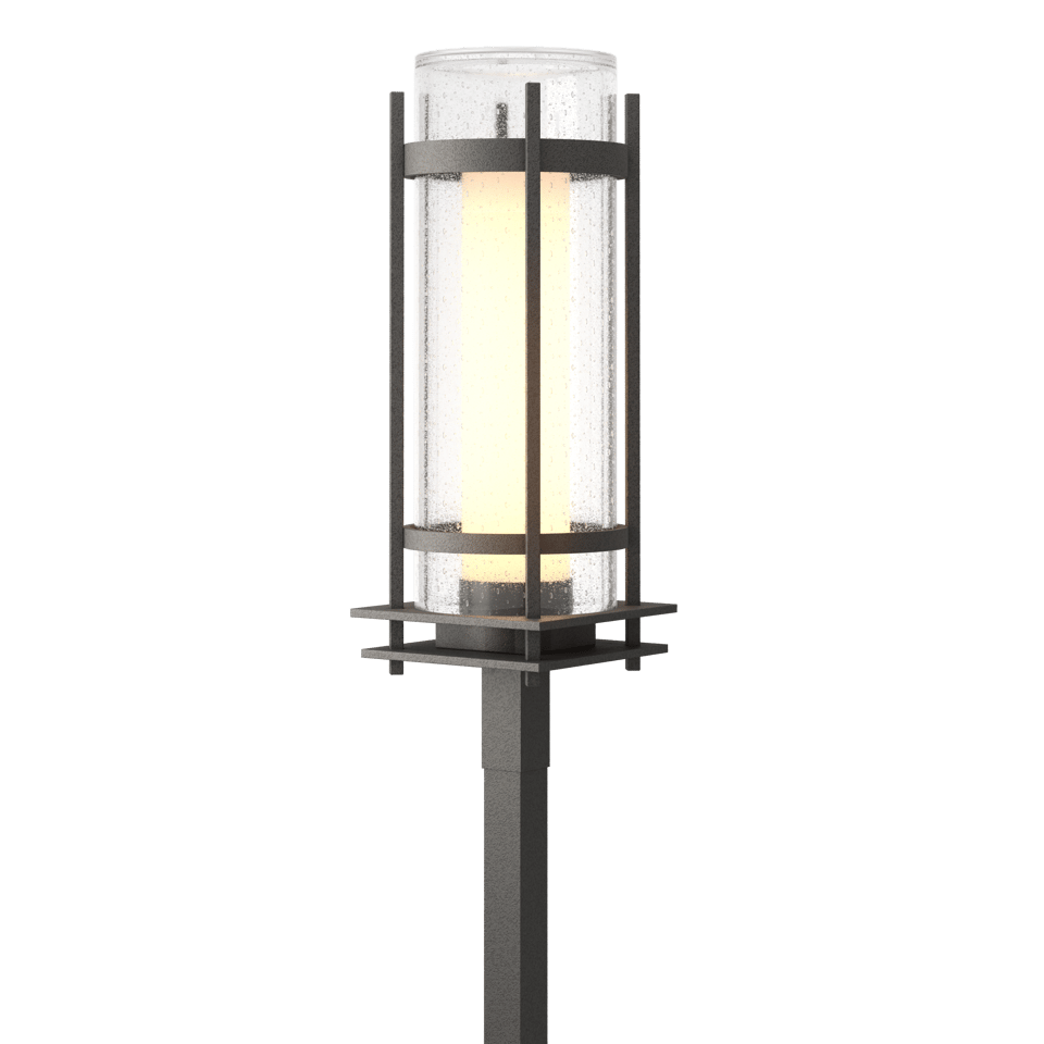 Hubbardton Forge Torch Outdoor Post Light 22.25”H Double-Glass Cylinder Dimmable Fixture