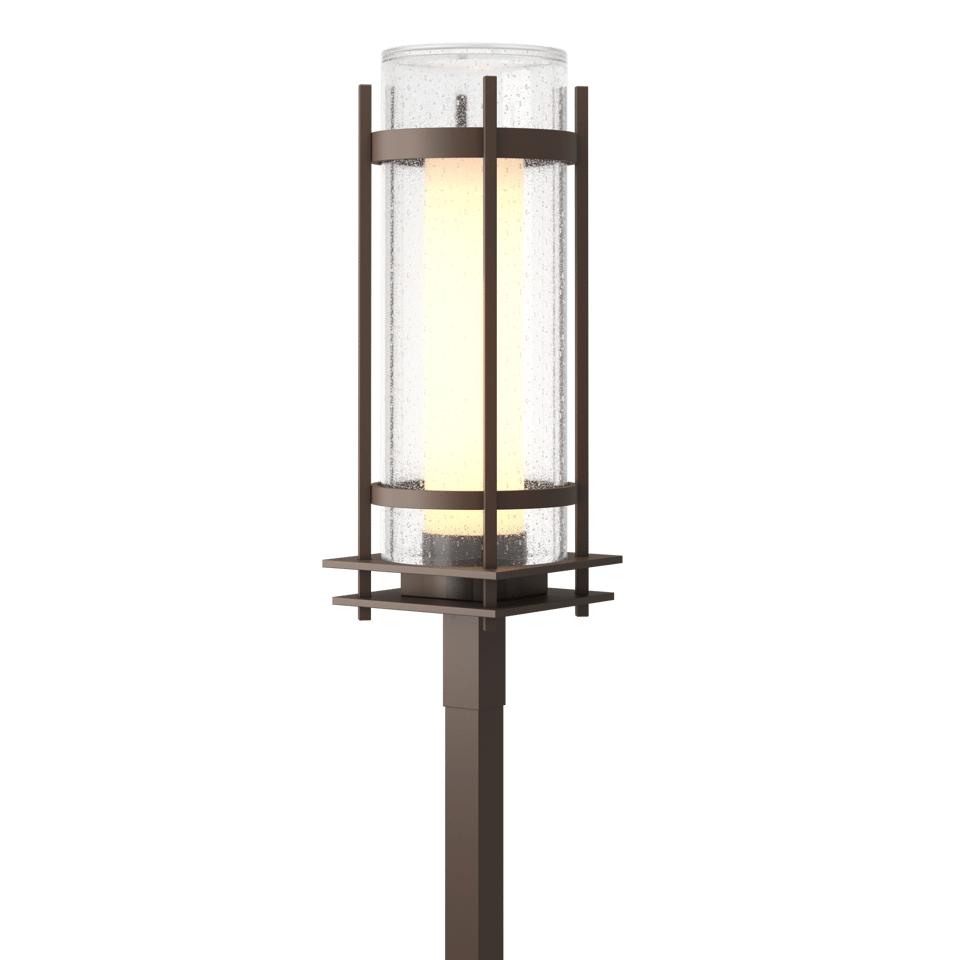 Hubbardton Forge Torch Outdoor Post Light 22.25”H Double-Glass Cylinder Dimmable Fixture