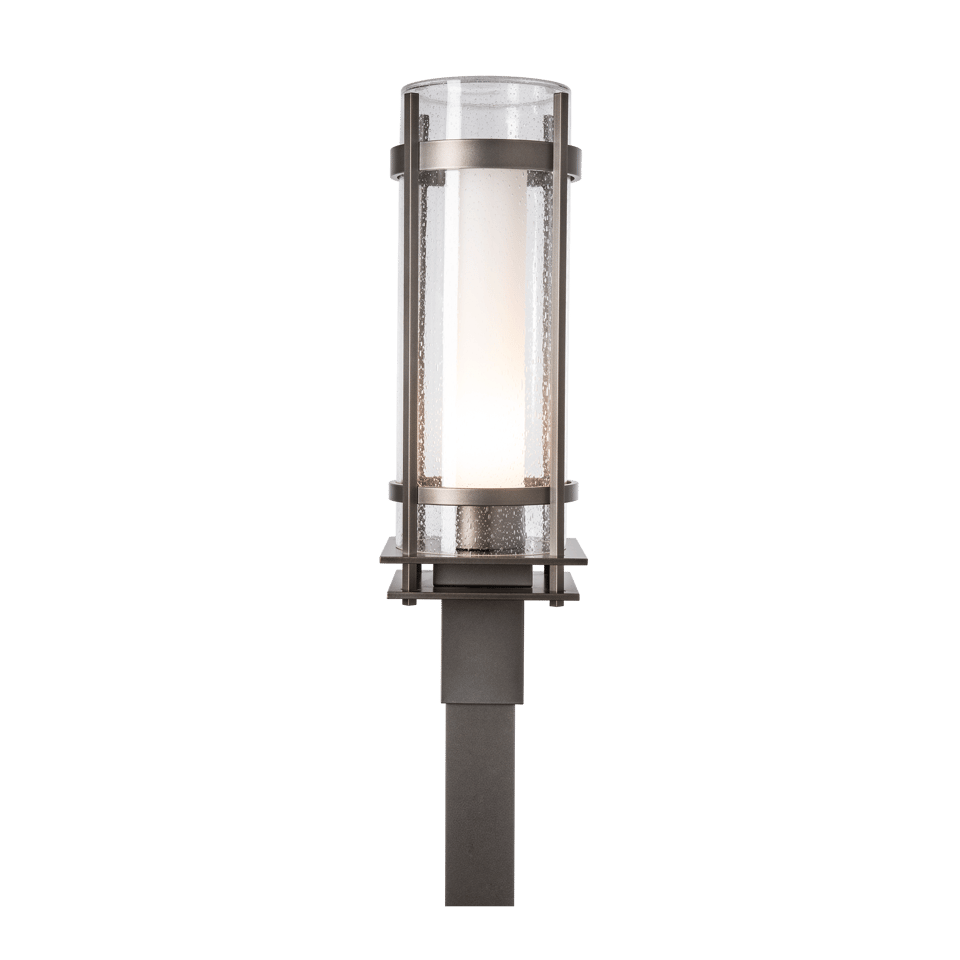 Hubbardton Forge Torch Outdoor Post Light 22.25”H Double-Glass Cylinder Dimmable Fixture