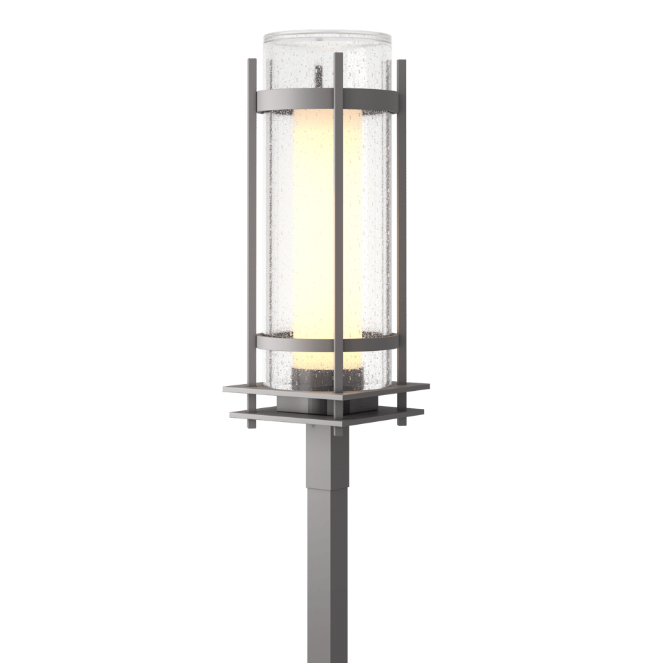 Hubbardton Forge Torch Outdoor Post Light 22.25”H Double-Glass Cylinder Dimmable Fixture