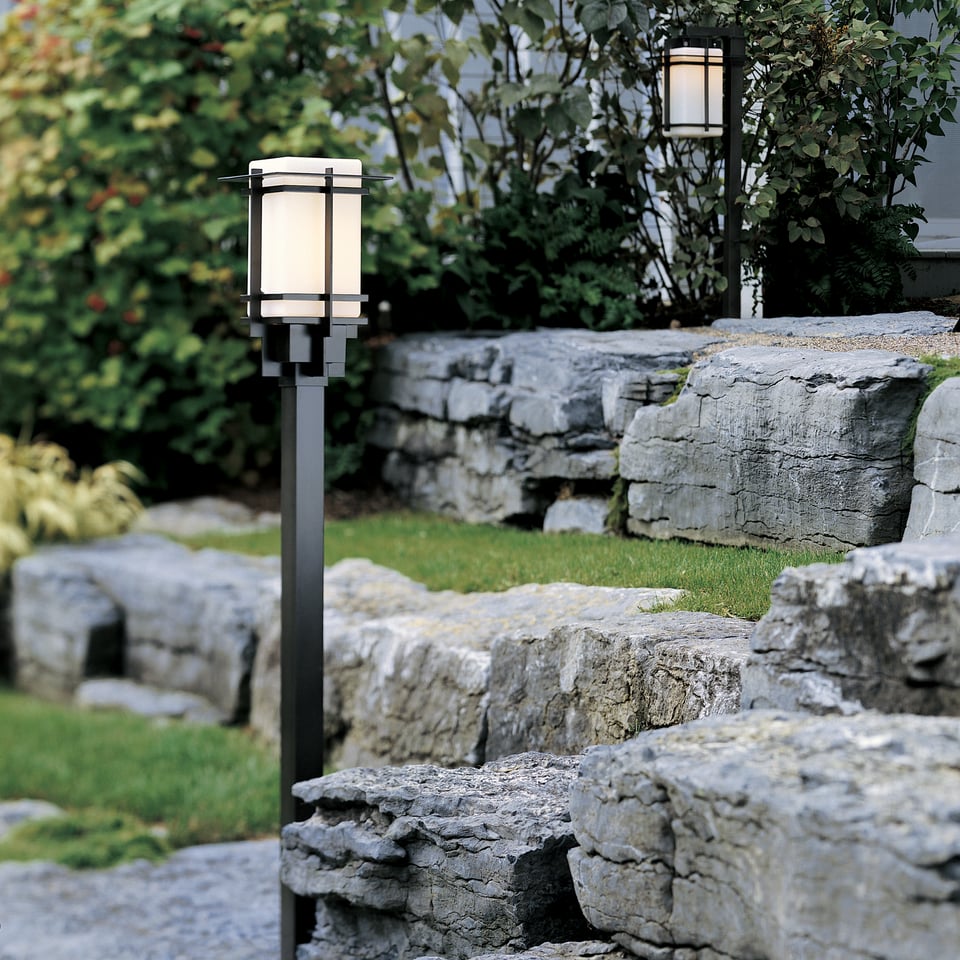 Hubbardton Forge Tourou 19.1" Outdoor Post Light - Elegant Japanese Lantern Design, Dimmable, 150W