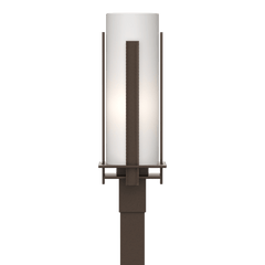 Hubbardton Forge 347288 Forged Vertical Bars Outdoor Post Light, Dimmable, Opal Glass Shade, 150W