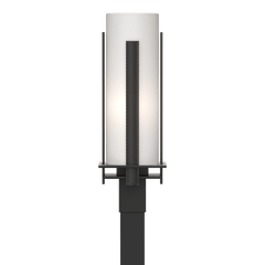 Hubbardton Forge 347288 Forged Vertical Bars Outdoor Post Light, Dimmable, Opal Glass Shade, 150W