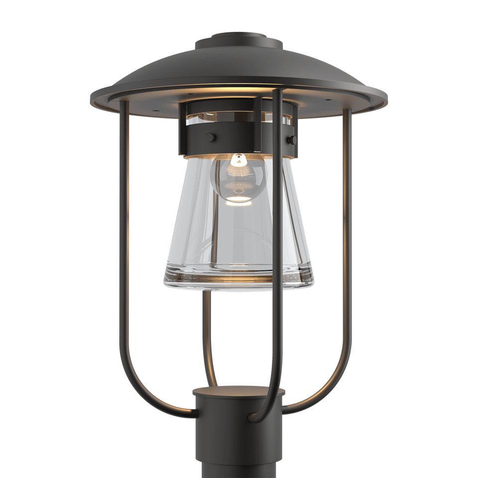 Hubbardton Forge Erlenmeyer 17.1” Outdoor Post Light with Glass Shade, Wet Rated, 100W E26 Base