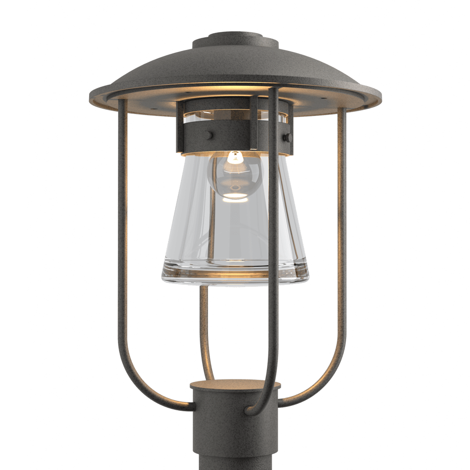 Hubbardton Forge Erlenmeyer 17.1” Outdoor Post Light with Glass Shade, Wet Rated, 100W E26 Base