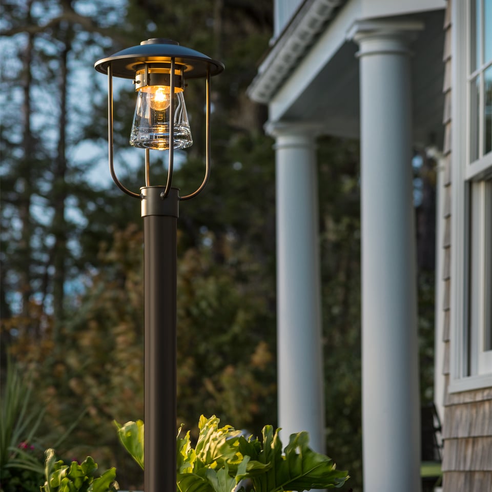 Hubbardton Forge Erlenmeyer 17.1” Outdoor Post Light with Glass Shade, Wet Rated, 100W E26 Base