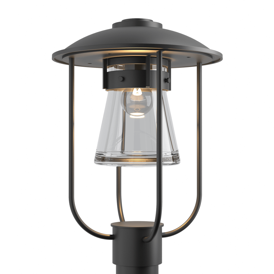 Hubbardton Forge Erlenmeyer 17.1” Outdoor Post Light with Glass Shade, Wet Rated, 100W E26 Base