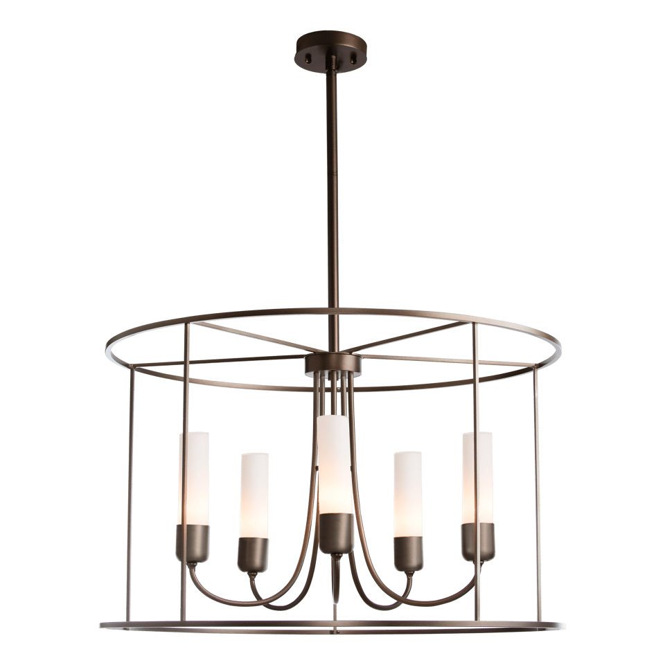 Portico Drum Outdoor Pendant Light by Hubbardton Forge, 5-Light, Weather-Resistant, 25.9"-55.9" Adjustable Height