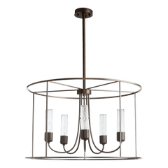 Portico Drum Outdoor Pendant Light by Hubbardton Forge, 5-Light, Weather-Resistant, 25.9"-55.9" Adjustable Height