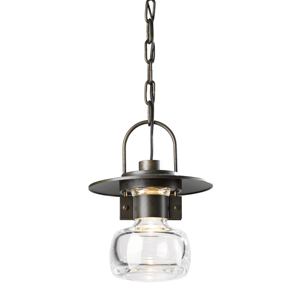 Mason Outdoor Ceiling Fixture by Hubbardton Forge, Steampunk Design, Dimmable, Multiple Finishes