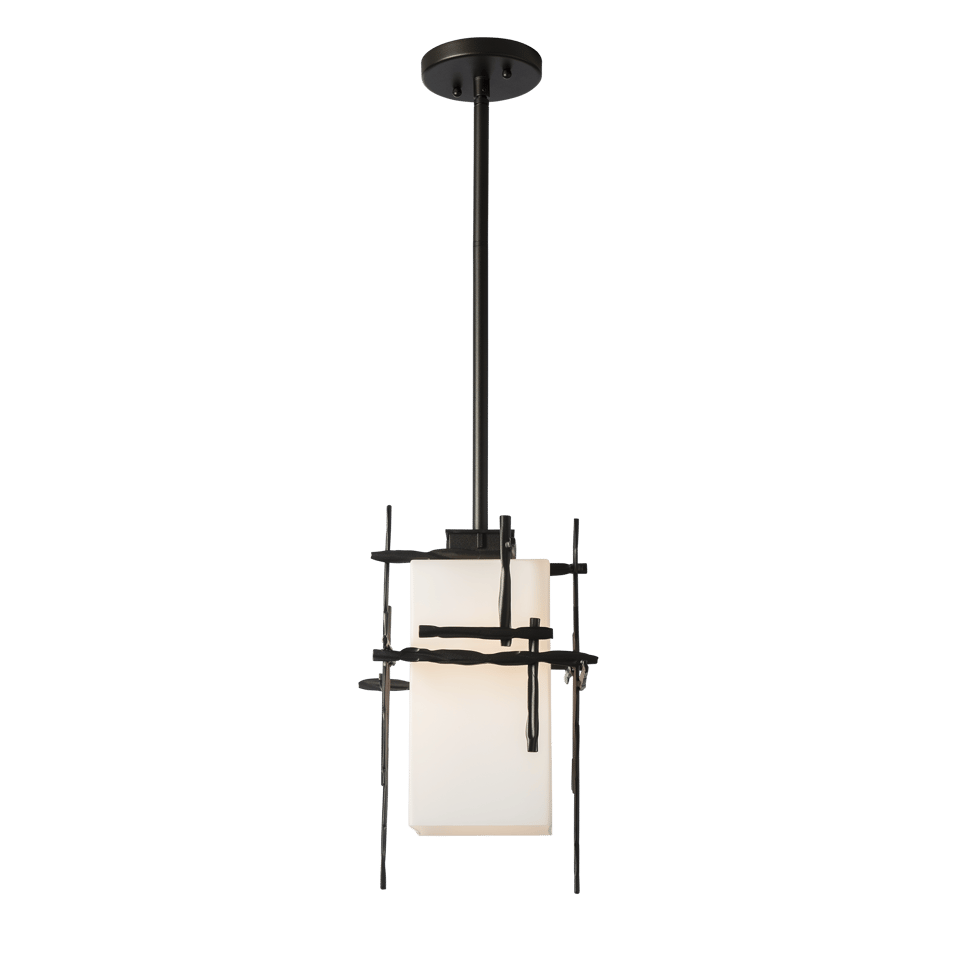 Hubbardton Forge Tura 1-Light Outdoor Pendant, Dimmable, UL Damp Rated, Opal Glass Shade