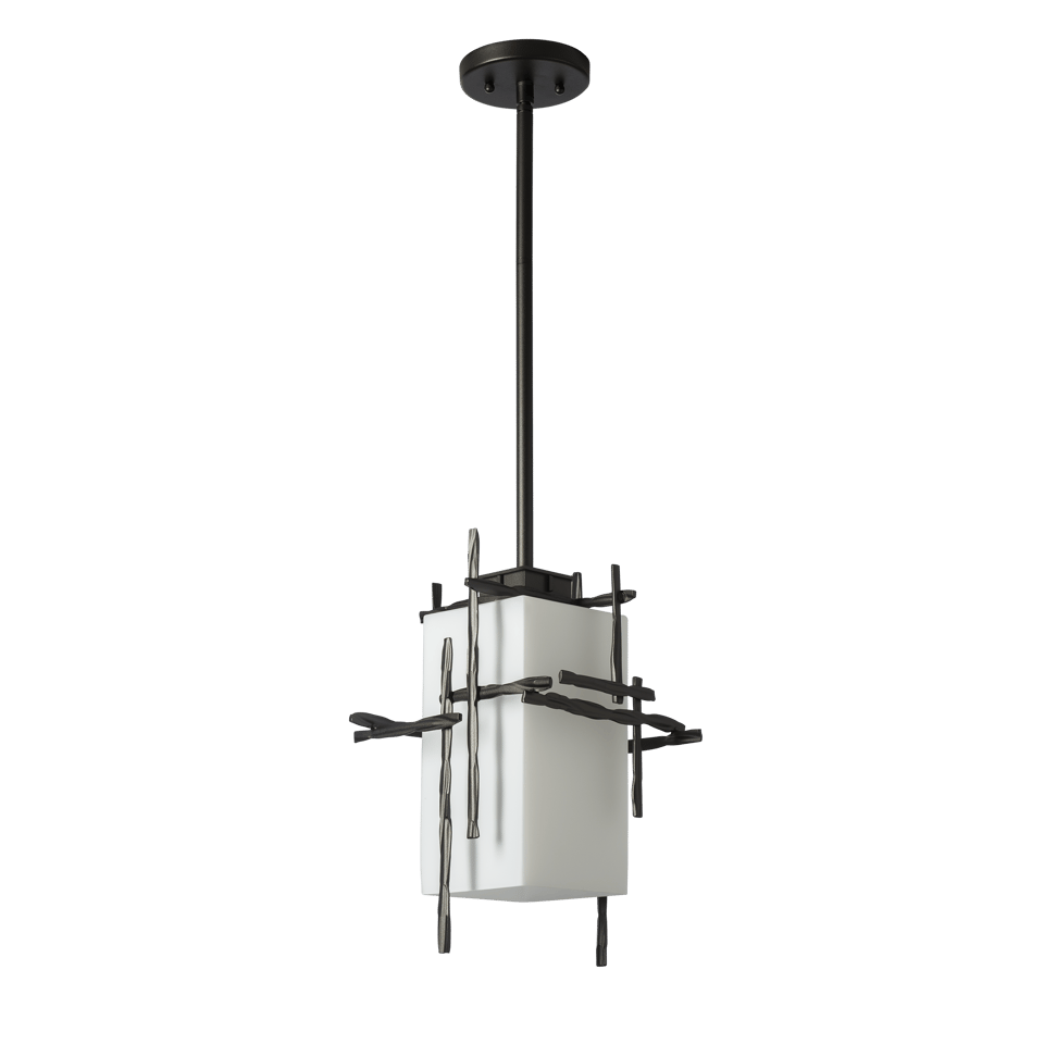 Hubbardton Forge Tura 1-Light Outdoor Pendant, Dimmable, UL Damp Rated, Opal Glass Shade