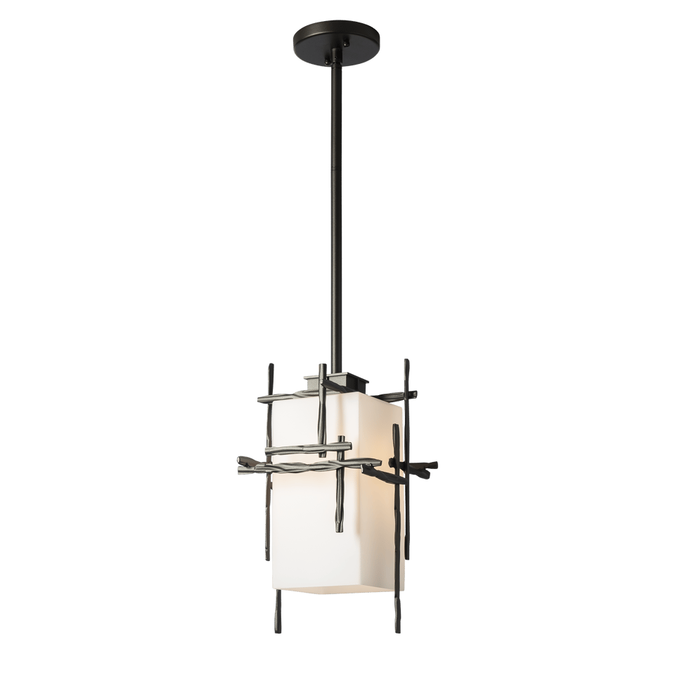 Hubbardton Forge Tura 1-Light Outdoor Pendant, Dimmable, UL Damp Rated, Opal Glass Shade