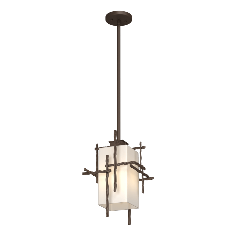 Hubbardton Forge Tura 1-Light Outdoor Pendant, Dimmable, UL Damp Rated, Opal Glass Shade