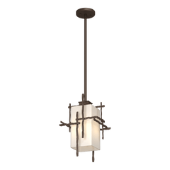 Hubbardton Forge Tura 1-Light Outdoor Pendant, Dimmable, UL Damp Rated, Opal Glass Shade