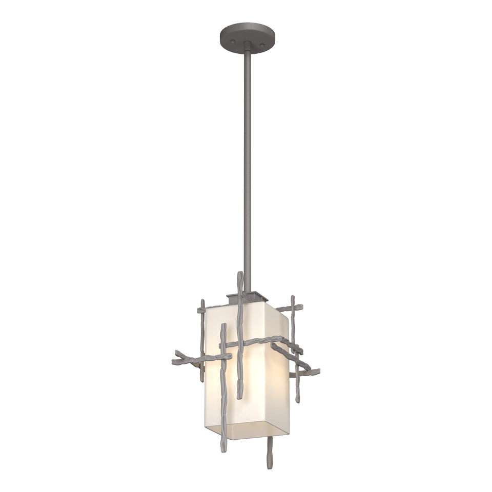 Hubbardton Forge Tura 1-Light Outdoor Pendant, Dimmable, UL Damp Rated, Opal Glass Shade