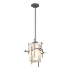 Hubbardton Forge Tura 1-Light Outdoor Pendant, Dimmable, UL Damp Rated, Opal Glass Shade