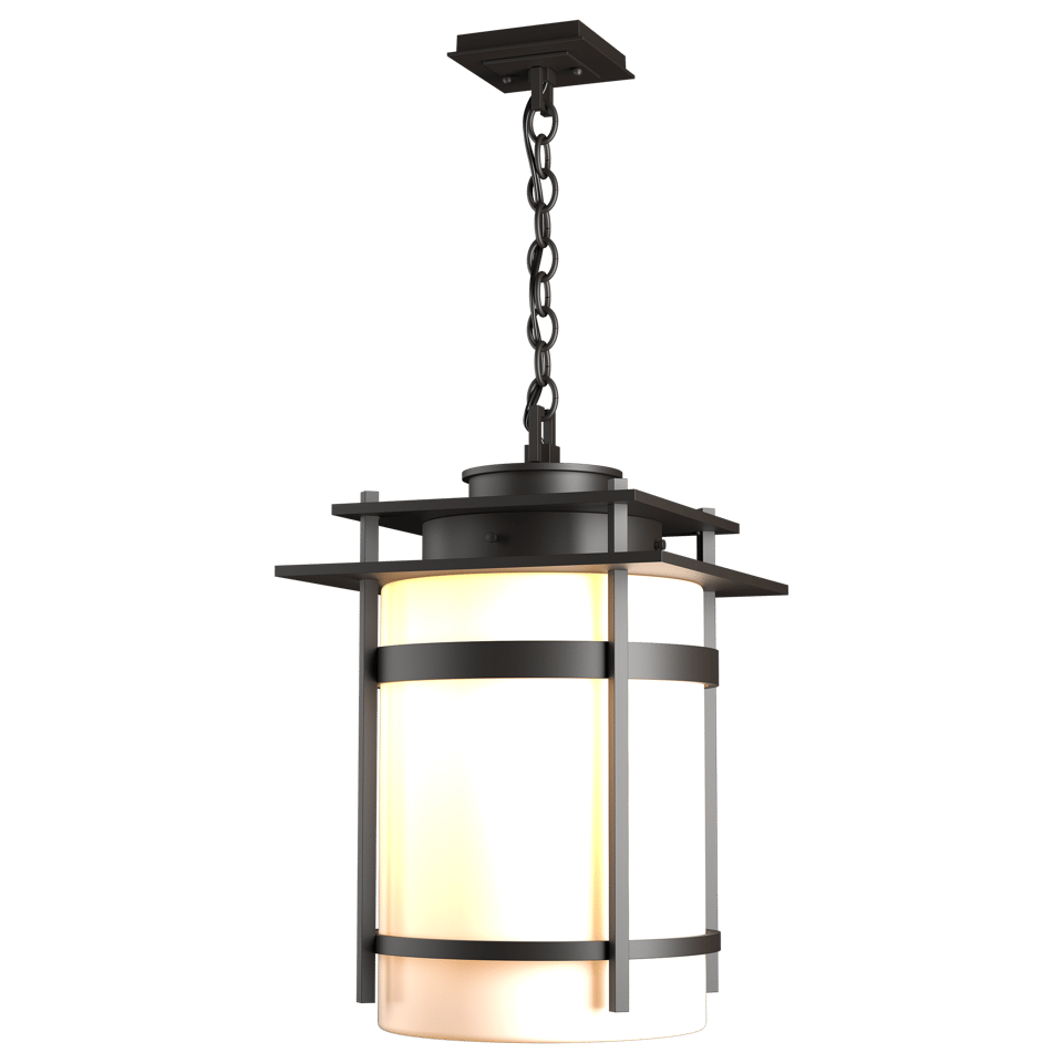 Hubbardton Forge Banded Large Outdoor Fixture 150W Dimmable Opal Glass 22" Tall Various Finishes