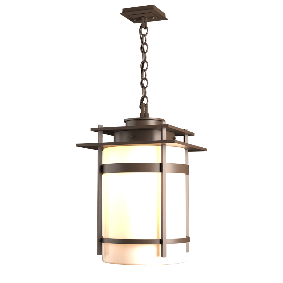 Hubbardton Forge Banded Large Outdoor Fixture 150W Dimmable Opal Glass 22" Tall Various Finishes