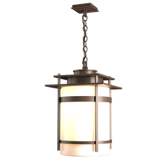 Hubbardton Forge Banded Large Outdoor Fixture 150W Dimmable Opal Glass 22" Tall Various Finishes