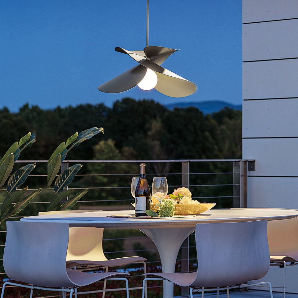 Hibiscus Outdoor Pendant Light by Hubbardton Forge – Dimmable, Weather-Resistant, 100W, Multiple Finishes