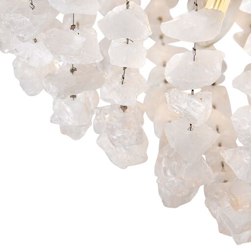 Myra 65.5" Large Distressed Brass Chandelier with Rock Crystal - 12 Light Fixture by Fredrick Ramond