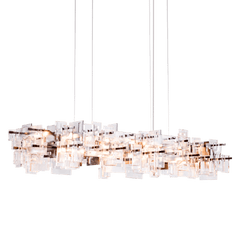 Fusion Pendant Light 15" Height by Hubbardton Forge with Clear Seeded Glass Shade and Dimmable Feature