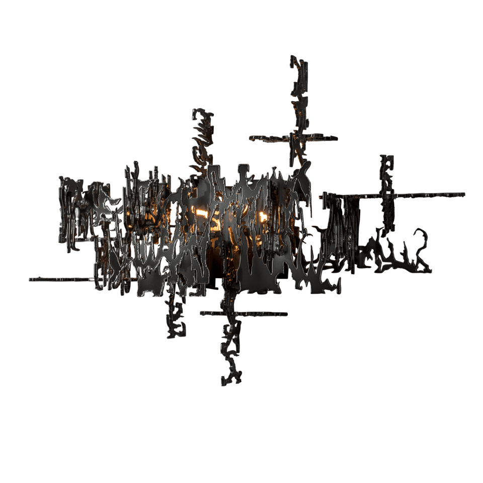 Brutus Sconce 2-Light Wall Fixture by Hubbardton Forge, Dimmable, UL Damp Rated, Modern Industrial Design