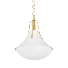 Coventry Pendant Light 21" by Hudson Valley Lighting - Vintage Gold Leaf with Opal Glass Shade