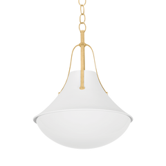 Coventry Large Pendant Light 26" Height by Hudson Valley Lighting - Vintage Gold Leaf & Opal Glass