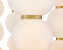 Trigo Small Abstract Chandelier by Hinkley Lighting - Etched Opal Glass, Lacquered Brass Finish