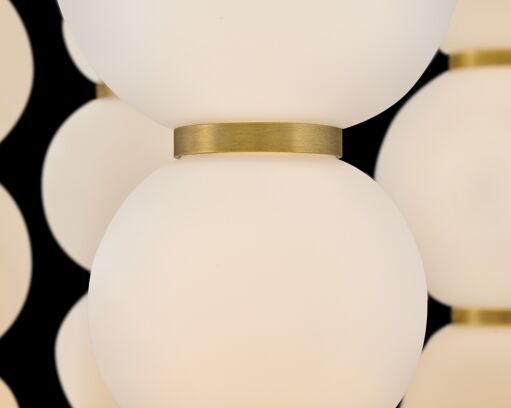 Trigo Small Abstract Chandelier by Hinkley Lighting - Etched Opal Glass, Lacquered Brass Finish