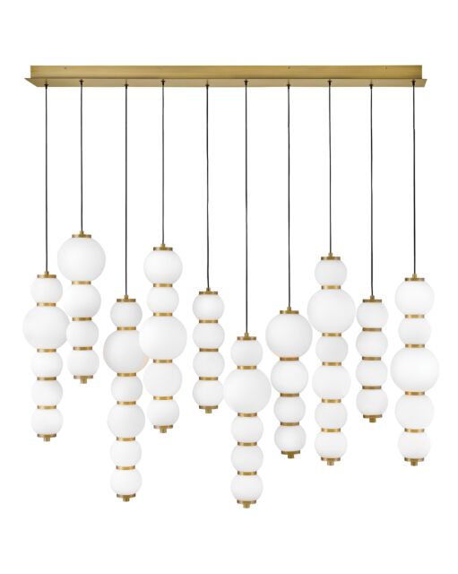 Trigo Large Multi Light Linear Pendant by Hinkley - Modern Design with Etched Opal Glass Globes