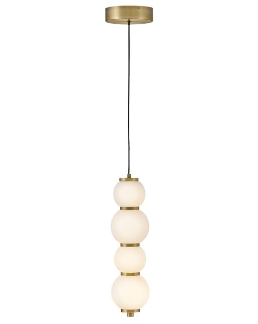 Trigo Extra Small Pendant by Hinkley Lighting - Lacquered Brass, Etched Opal Glass, LED, 24.75"H