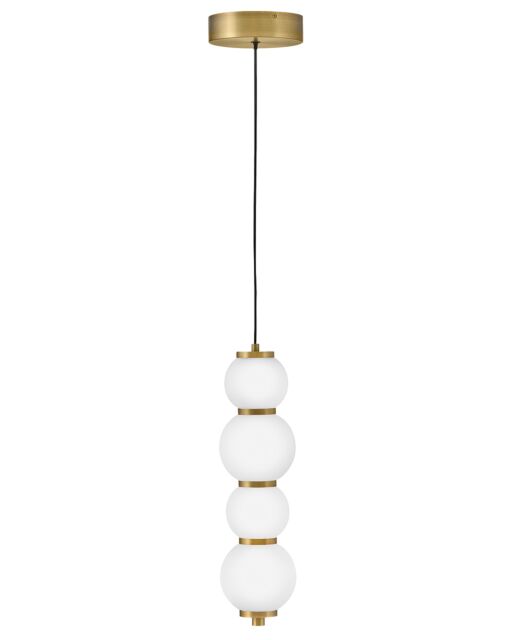 Trigo Extra Small Pendant by Hinkley Lighting - Lacquered Brass, Etched Opal Glass, LED, 24.75"H