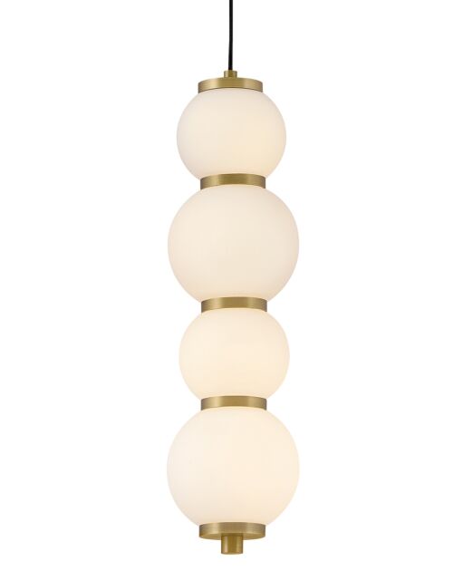 Trigo Extra Small Pendant by Hinkley Lighting - Lacquered Brass, Etched Opal Glass, LED, 24.75"H