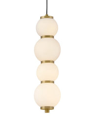 Trigo Extra Small Pendant by Hinkley Lighting - Lacquered Brass, Etched Opal Glass, LED, 24.75"H