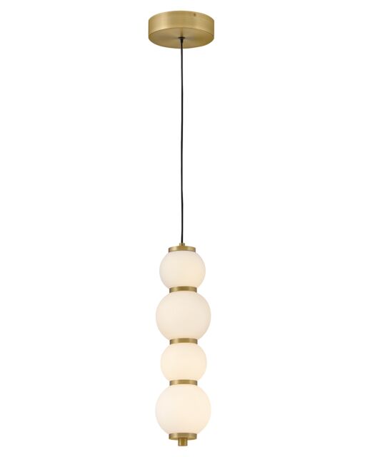 Trigo Extra Small Pendant by Hinkley Lighting - Lacquered Brass, Etched Opal Glass, LED, 24.75"H