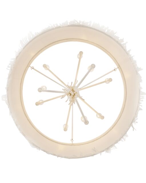 Baya Medium Drum Chandelier 30" Off-White Fabric Shade by Hinkley Lighting, Textured Plaster Finish