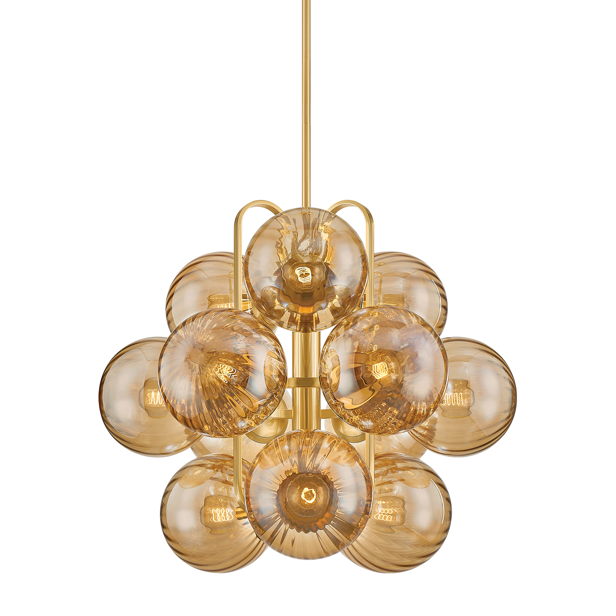 Cronus 12-Light Vintage Polished Brass Chandelier by Corbett Lighting - Dimmable, Elegant Design