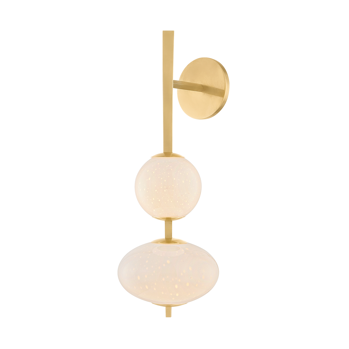 Charoite Wall Sconce 2-Light Vintage Brass by Corbett Lighting - Opal-Seeded Glass Shades