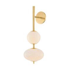 Charoite Wall Sconce 2-Light Vintage Brass by Corbett Lighting - Opal-Seeded Glass Shades